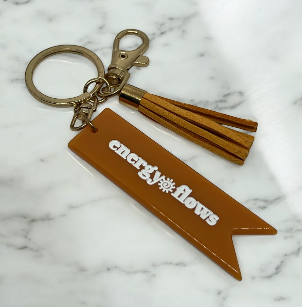 Gold Energy Flows Orange Acrylic Keyring