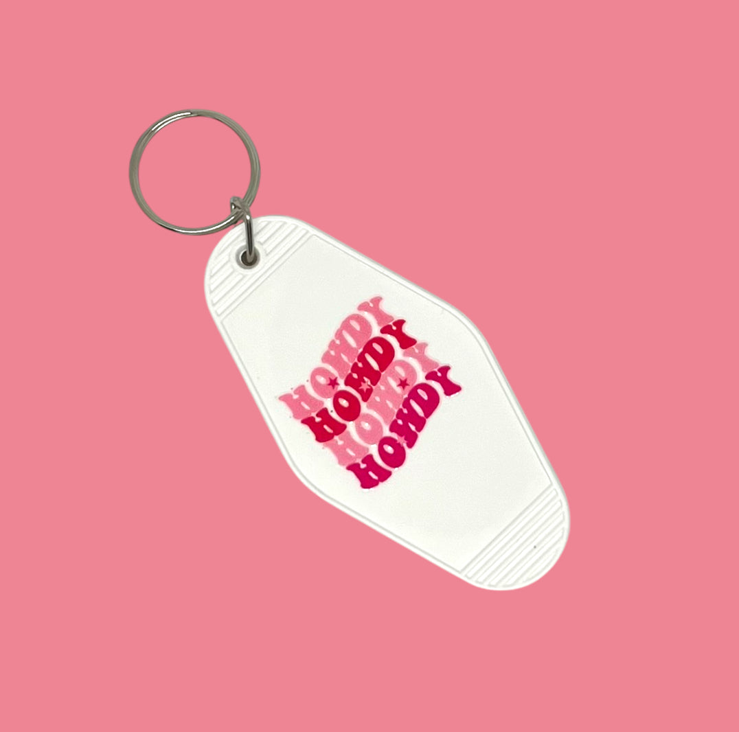 White Howdy Motel Keyring