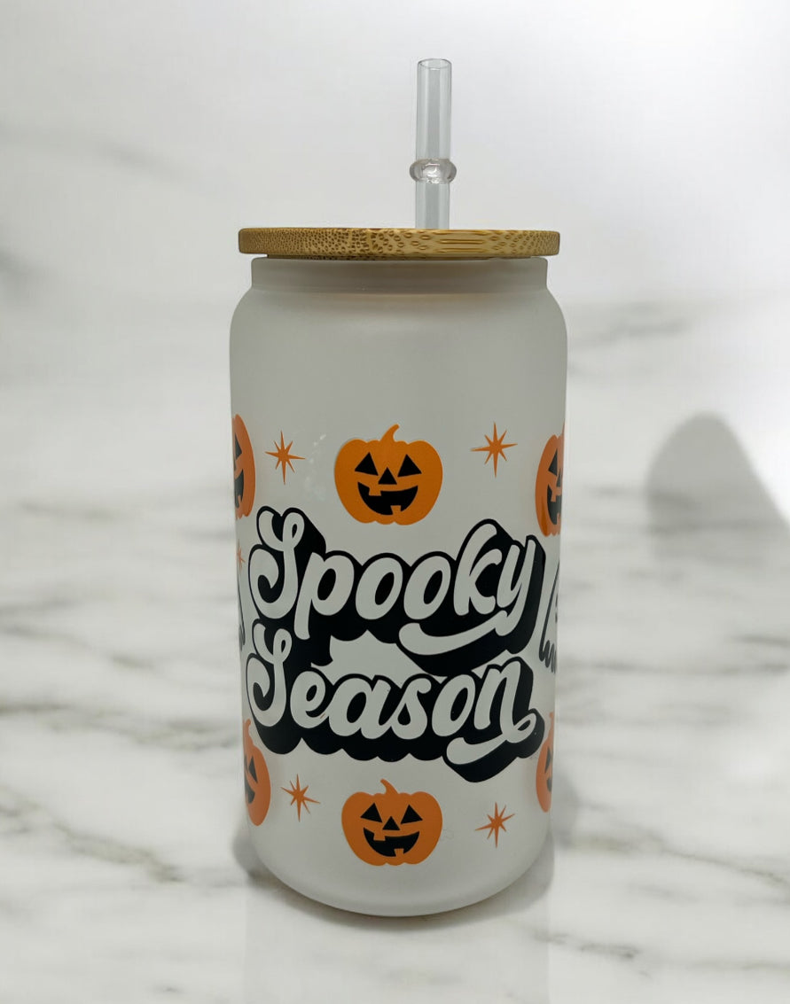 Spooky Season Frosted Bamboo Glass 16oz