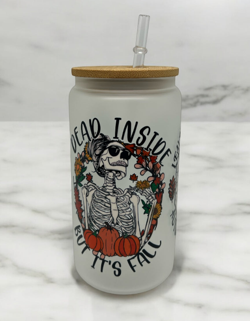 Dead Inside Frosted Bamboo Glass 16oz