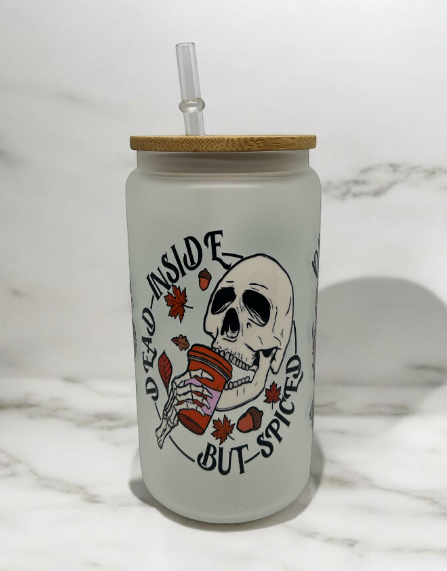 Dead Inside Frosted Bamboo Glass 16oz