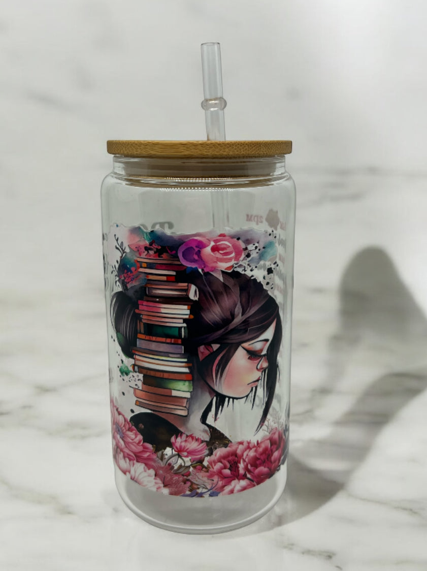 Books & Coffee Clear Bamboo Glass