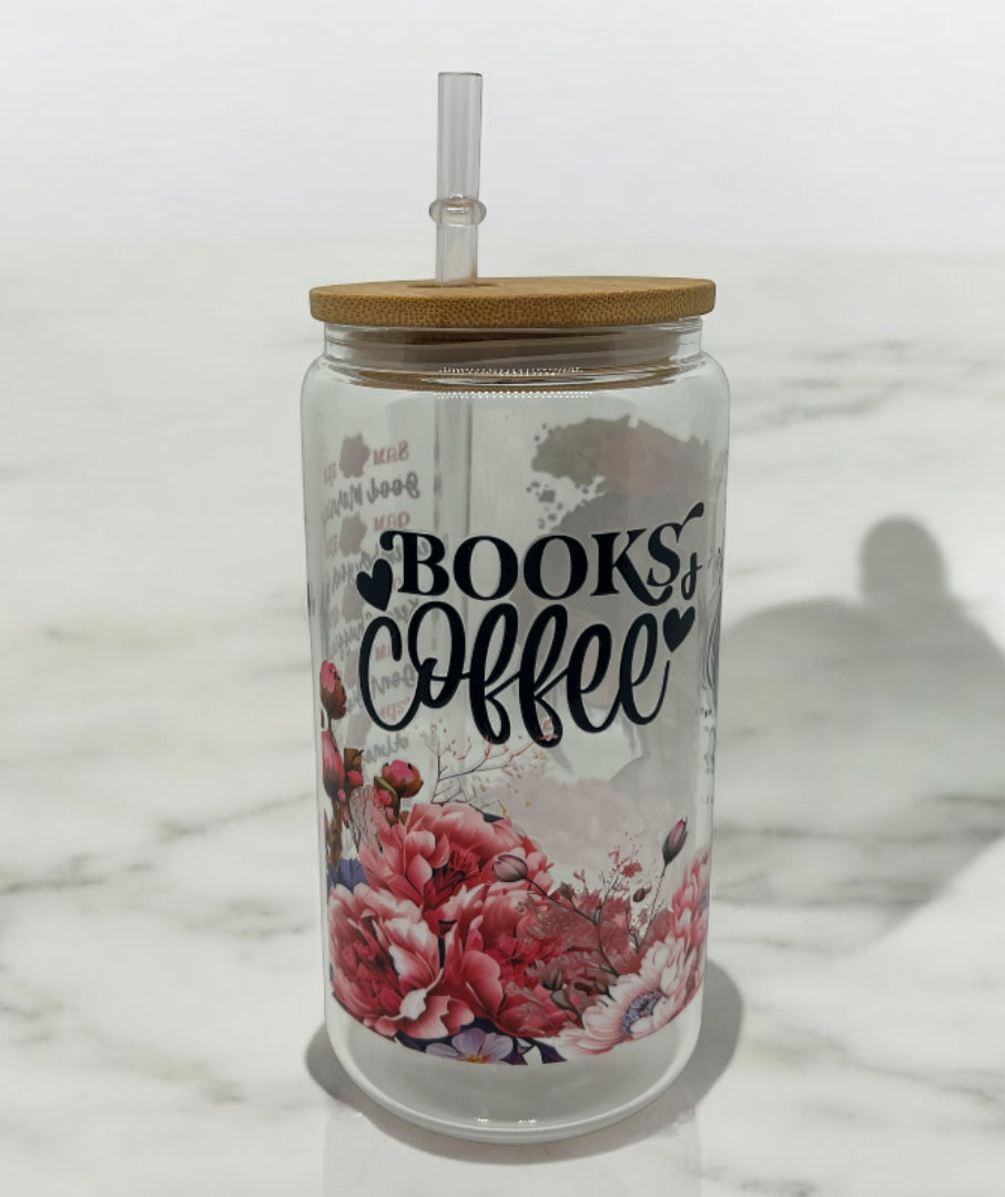 Books & Coffee Clear Bamboo Glass