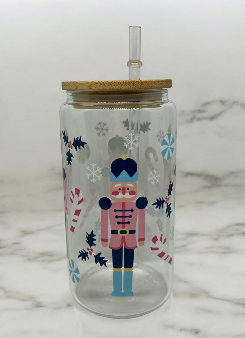 Nutcracker Clear Bamboo Glass 16oz