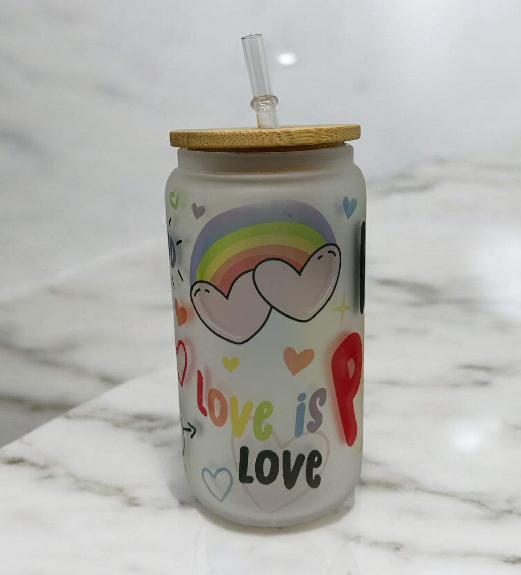 Love is Love Frosted Bamboo Glass 16oz
