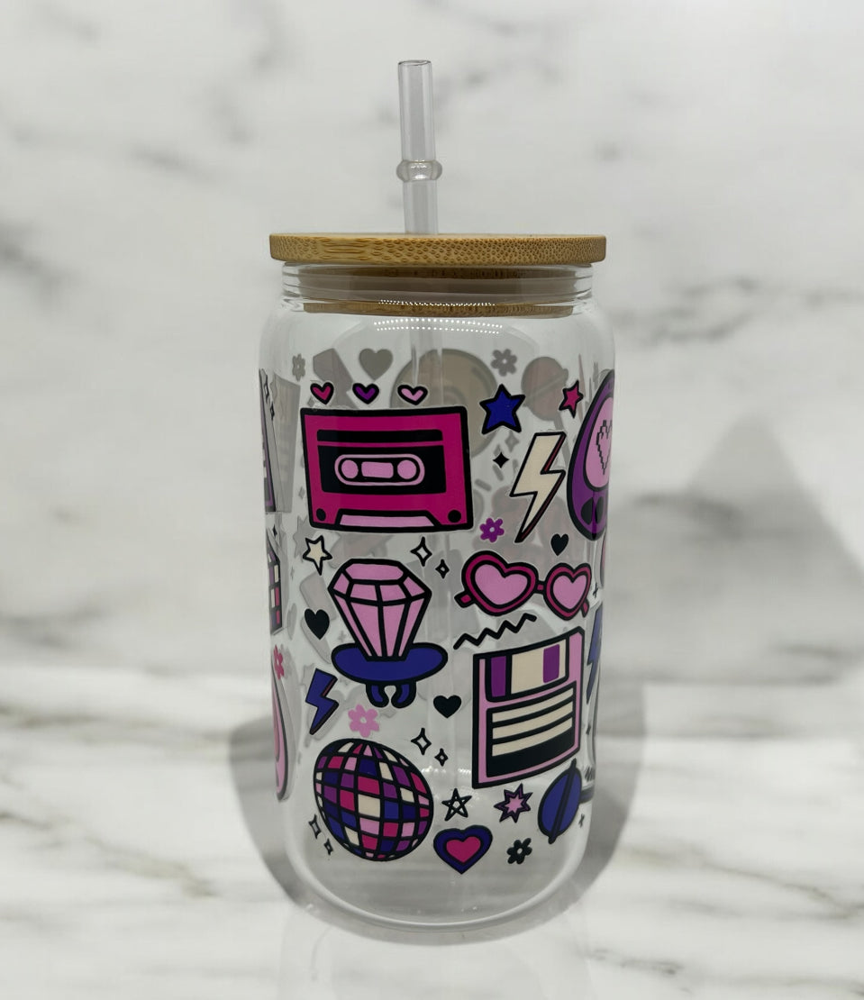 90s Baby Clear Bamboo Glass 16oz