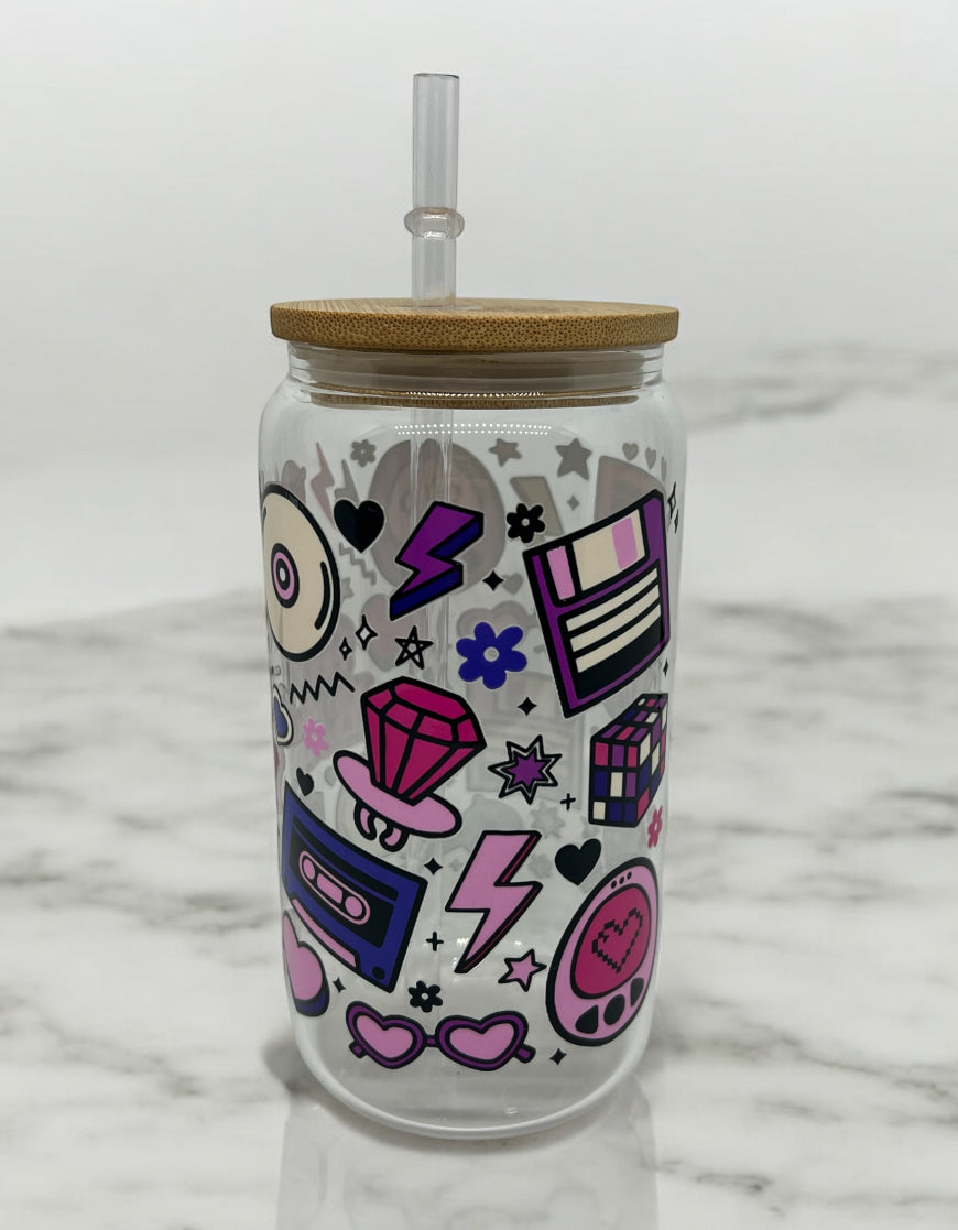 90s Baby Clear Bamboo Glass 16oz