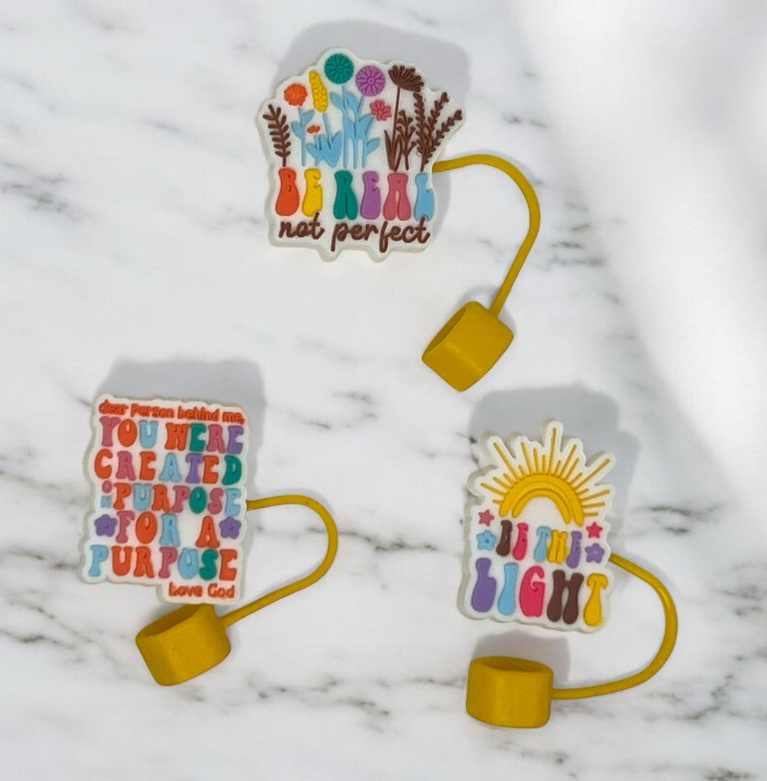 Yellow Mental Health Straw Toppers
