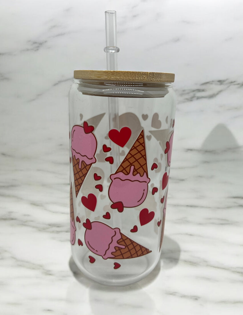 Ice Cream Clear Bamboo Glass 16oz
