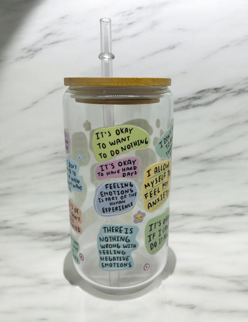 Mental Breakdown Clear Bamboo Glass 16oz