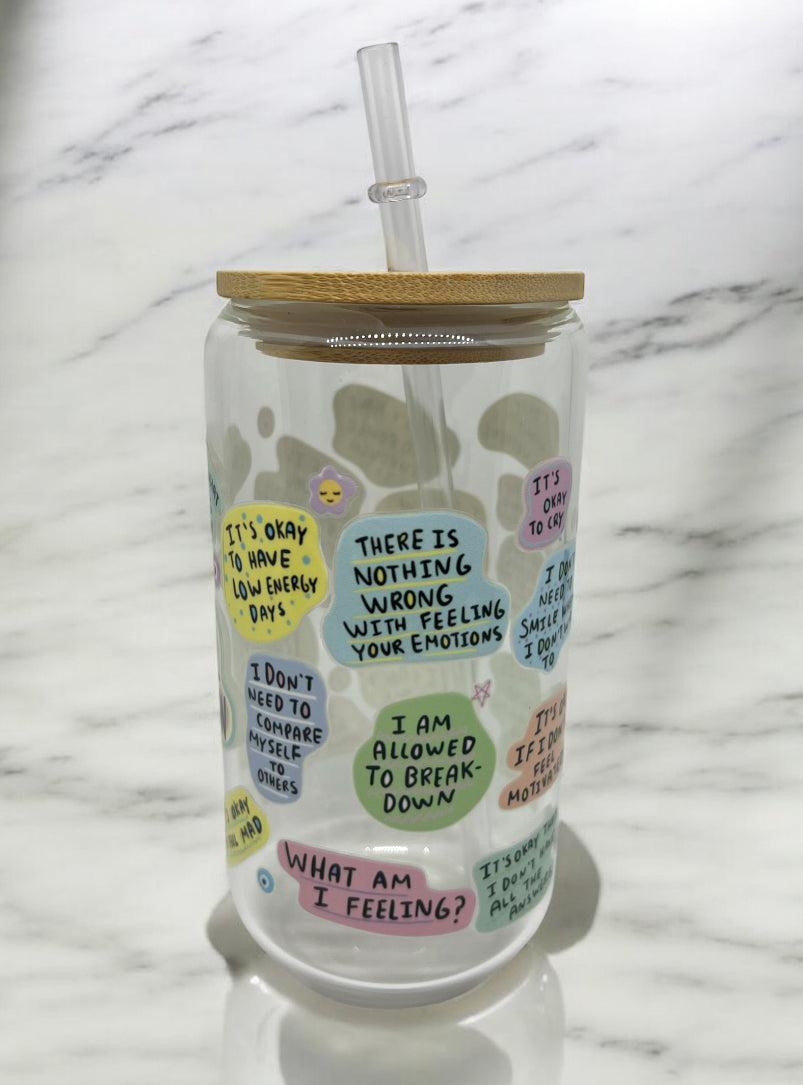 Mental Breakdown Clear Bamboo Glass 16oz