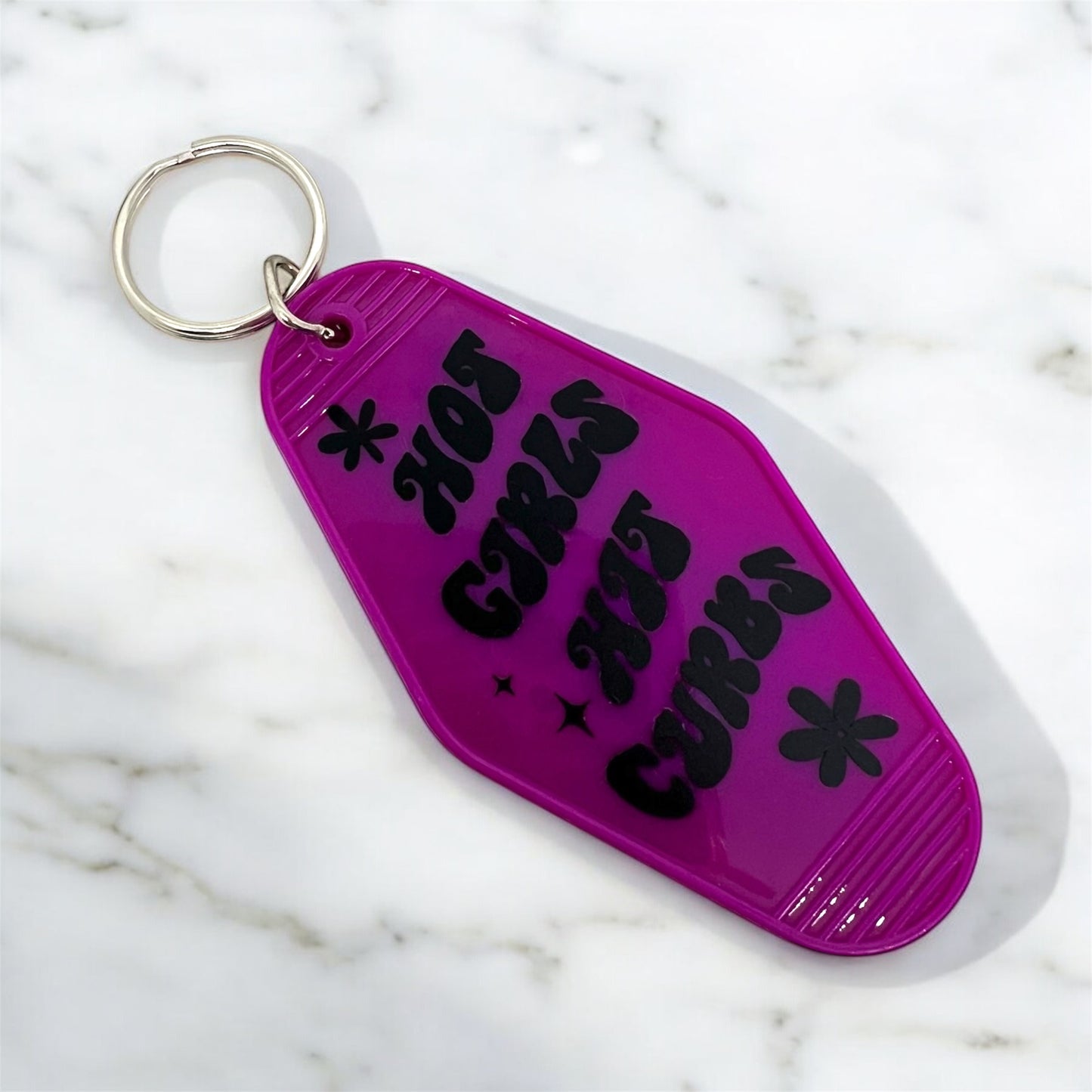 Hot Girls Hit Curbs Purple Keyring